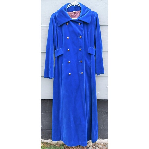 Surrey Classics Canada VTG 1960's Blue Velveteen Velvet Coat Full Length M